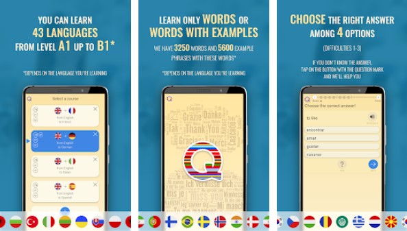 qlango یادگیری اسپانیایی فرانسوی آلمانی و MOD APK Android