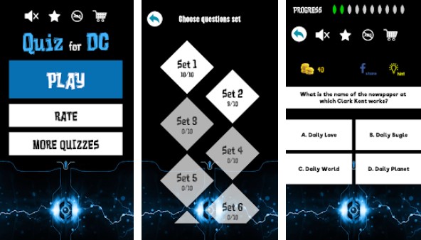 Gameplay screenshot from quiz for dc ffans for Android