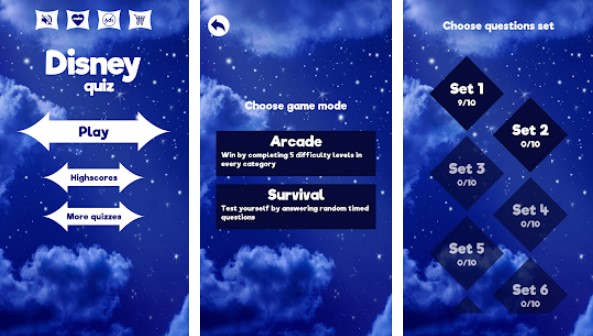 Gameplay screenshot from quiz for disney fans free trivia game for Android