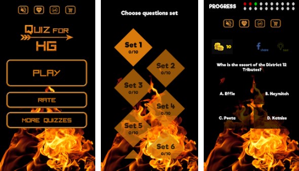 Gameplay screenshot from quiz for hunger games for Android