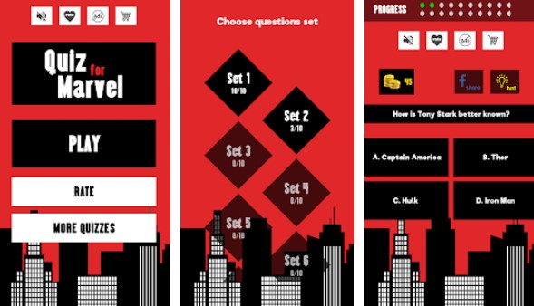 Gameplay screenshot from quiz for marvel for Android