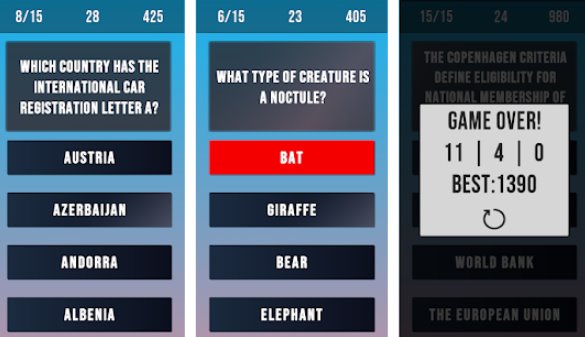 Gameplay screenshot from quiz knowledge 2019 english for Android
