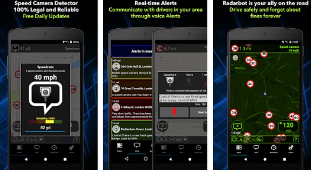 Gameplay screenshot from radarbot free speed camera detector and speedometer for Android