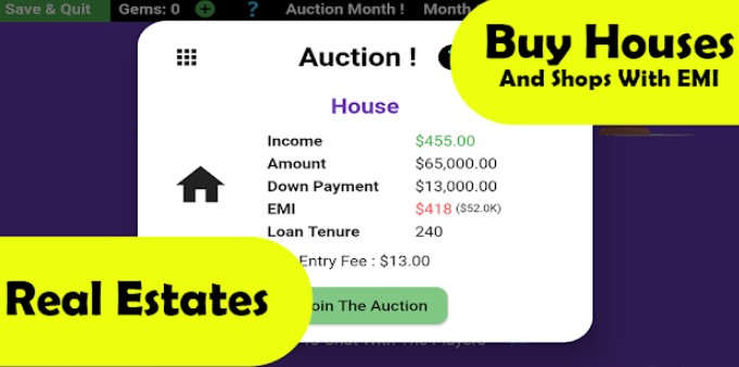 Gameplay screenshot from rat race 2 business monopoly life strategy game for Android