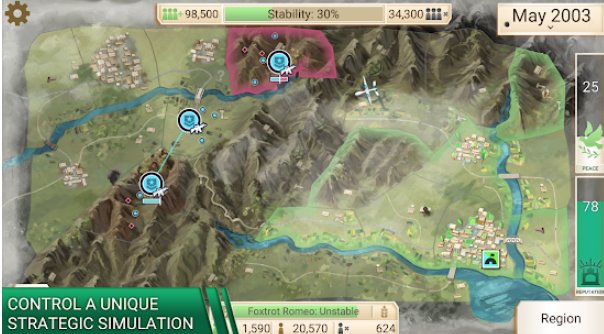 Gameplay screenshot from rebel inc for Android