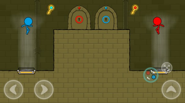 Gameplay screenshot from red and blue stickman animation parkour for Android