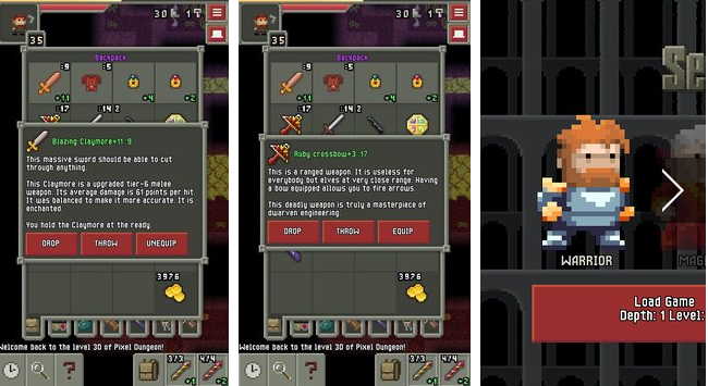 Gameplay screenshot from remixed pixel dungeon for Android