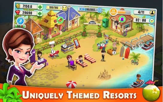 Gameplay screenshot from resort tycoon hotel simulation game for Android