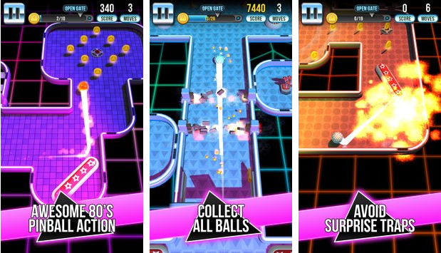 Gameplay screenshot from retro shot pinball puzzle game for Android