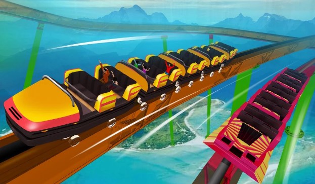 Gameplay screenshot from roller coaster racing 3d 2 player for Android