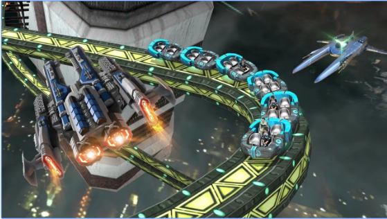 Gameplay screenshot from roller coaster simulator space for Android