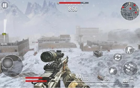 Gameplay screenshot from rules of modern world war winter fps shooting game for Android
