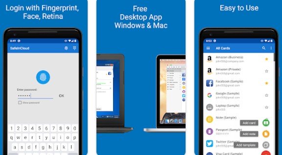 Gameplay screenshot from password manager safeincloud for Android