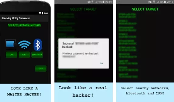 Gameplay screenshot from phone hacker tools simulator for Android