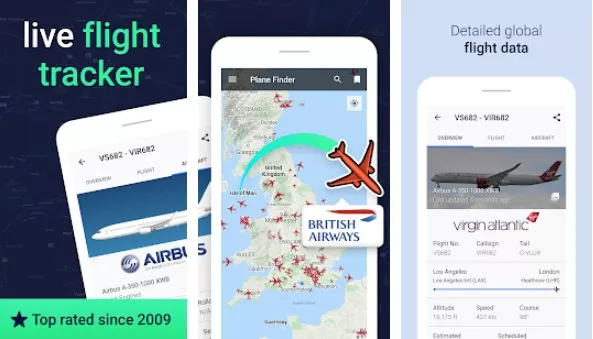 Gameplay screenshot from plane finder flight tracker for Android