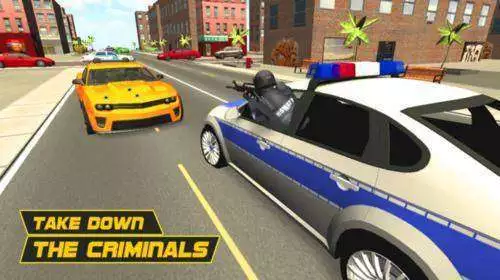 Gameplay screenshot of Police Car Chase 3D MOD APK on Android