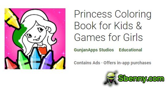 princess coloring book for kids and games for girls
