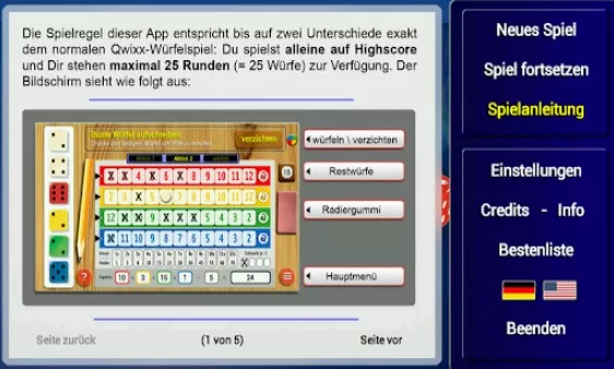 Gameplay screenshot from qwixx solo for Android