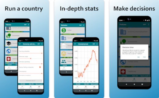 Gameplay screenshot from randomnation politics game for Android