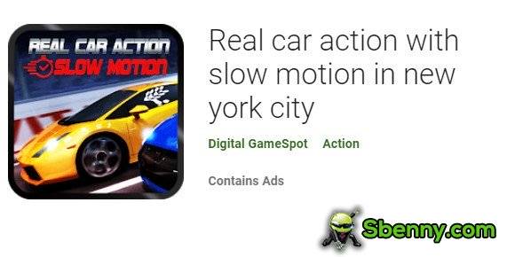 real car action with slow motion in new york city