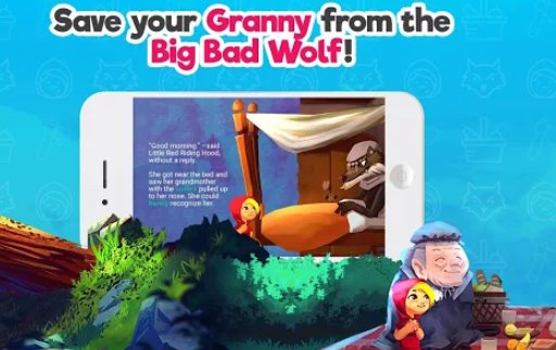 Gameplay screenshot from red riding hood interactive game story free tale for Android