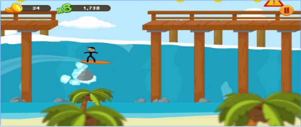 Gameplay screenshot from stickman surfer for Android