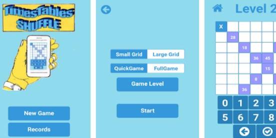 Gameplay screenshot from times tables shuffle for Android
