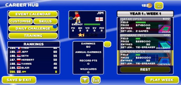 Gameplay screenshot from tennis champs returns for Android