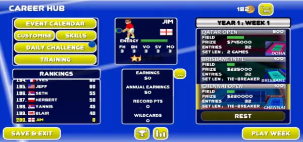 Gameplay screenshot from tennis champs returns for Android