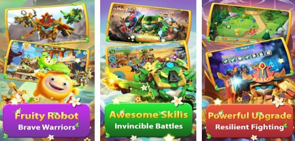 Gameplay screenshot from superhero fruit 2 premium robot fighting for Android