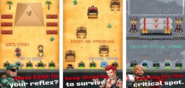 Gameplay screenshot from tank army fast fingers shmup for Android