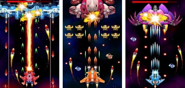 Gameplay screenshot from strike galaxy attack alien space chicken shooter for Android