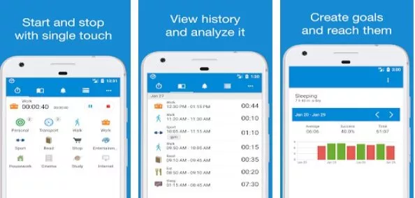 Gameplay screenshot from time track personal tracker for Android