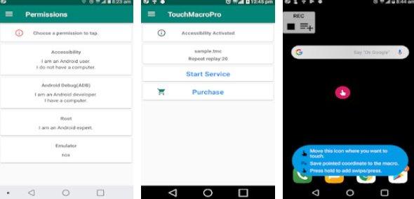 Gameplay screenshot from touch macro pro auto touch for Android