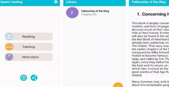 Gameplay screenshot from speed reading for Android