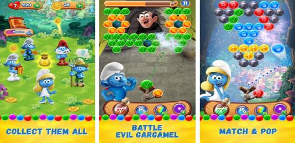 Gameplay screenshot from smurfs bubble story for Android