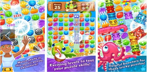 Gameplay screenshot from Tropical Trip Match 3 Game for Android