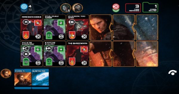 Gameplay screenshot from the dresden files cooperative card game for Android