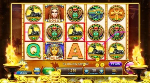 Gameplay screenshot from slots pharaoh s journey for Android
