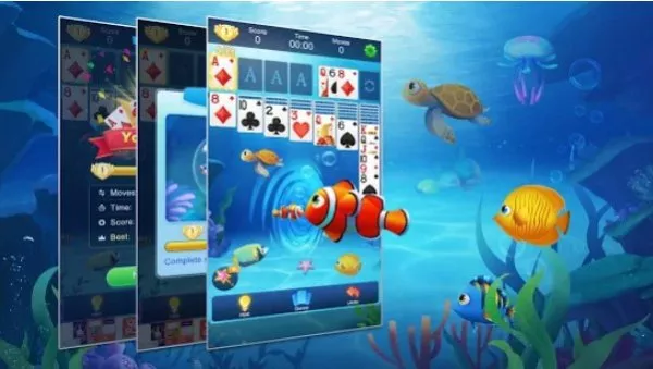 Gameplay screenshot from solitaire fish classic klondike card game for Android