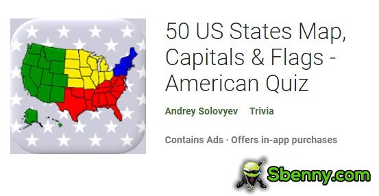 50 US-Staaten Karte Hauptstädte und Flaggen amerikanisches Quiz