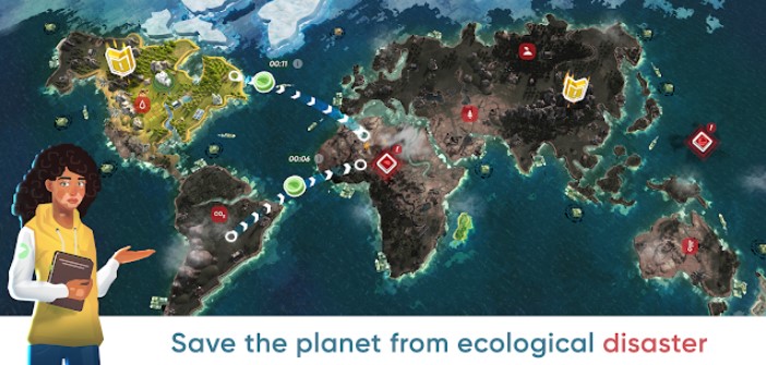 Gameplay screenshot from save the earth world simulator clicker strategy for Android