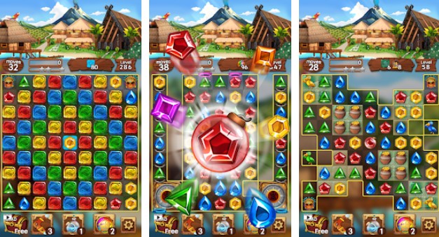 Gameplay screenshot from sea of jewels aloha match3 puzzle for Android
