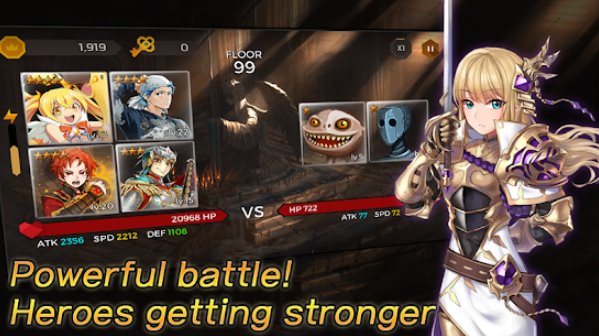 Gameplay screenshot from secret tower vip super fast growing idle rpg for Android