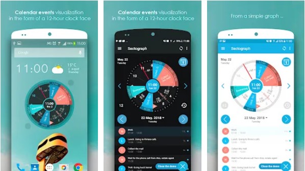 Gameplay screenshot from sectograph planner and time manager on clock widget for Android