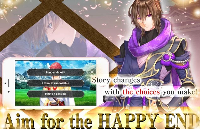Gameplay screenshot from sengoku love otome dating sim otome game for Android
