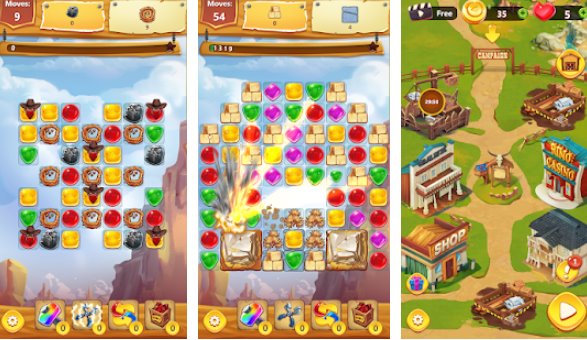 Gameplay screenshot from settlers trail match 3 build a town for Android
