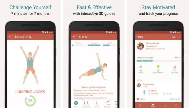 Gameplay screenshot from seven 7 minute workout training challenge for Android