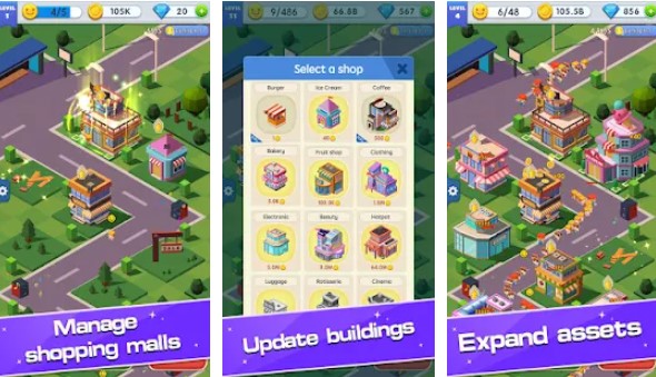Gameplay screenshot from shopping mall tycoon idle supermarket game for Android
