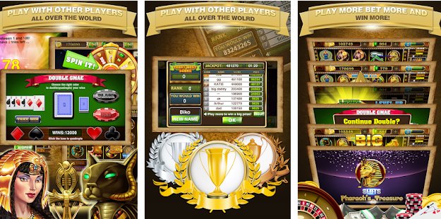 Gameplay screenshot from slots pharaoh s secret vegas slot machine game for Android